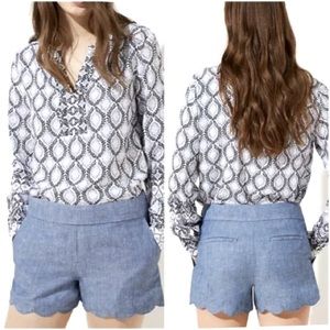 LOFT The Riviera Short Scallop Hem Chambray